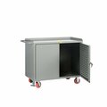 Little Giant Mobile Bench Cabinets, 36"W, Louvered Panel Doors, Steel Top MB-2436-LPD-FL